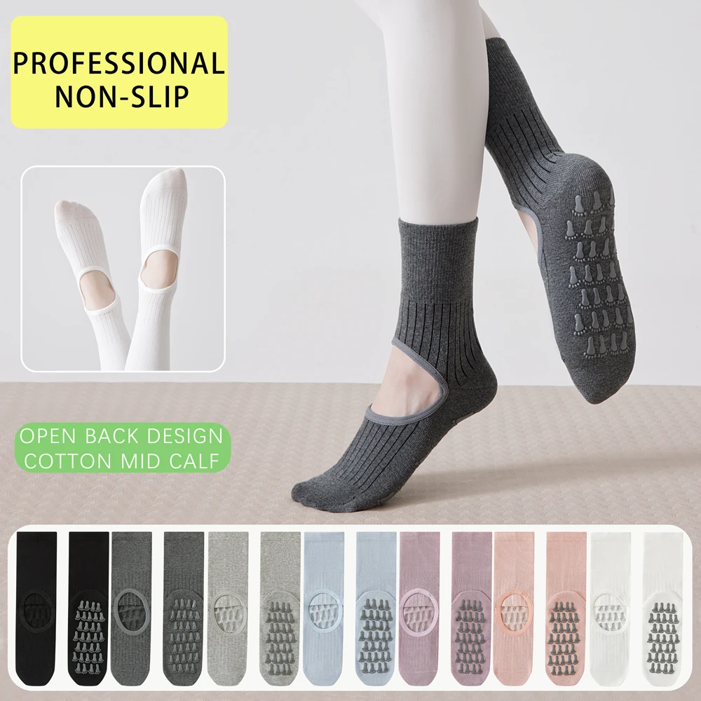 

3 Pairs Superior Grip Yoga Socks Non Slip Women Pilates Socks Barre Socks With Gripping Bottom Anti-Skid Open Toe For Dance Gym