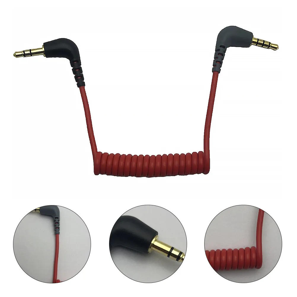 1Pcs Audio Conversion Cable 3.5mm Trs to Trrs Spiral Shape Microphone Adapter Compatible for Iphone Smartphone Pc Recording