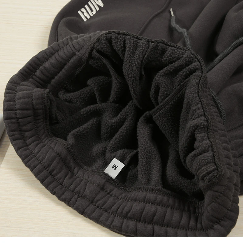 Autumn Winter Fleece Sweatpants Men Warm Casual Pants Sports Trouser Letter Embroidery Loose Outdoor Pants Clothing Trend New