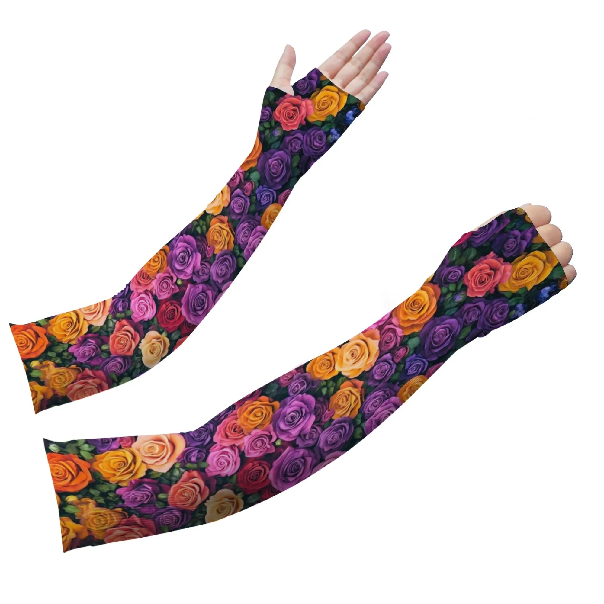 Mangas protectoras para jardinería, divertidas, rosas coloridas, suaves, transpirables, antideslizantes, unisex, para deportes al aire libre, protección solar