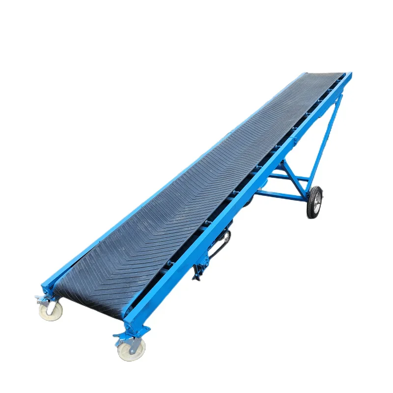 Belt conveyor, hand cranked anti slip folding lifting and unloading assembly line, belt conveyor equipment