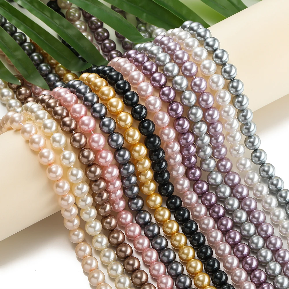 1Strand 4-10mm About 39-96pcs Glass Artificial Pearl Round Spacer Loose Beads for DIY Jewelry Bracelets Necklaces Making Supplie