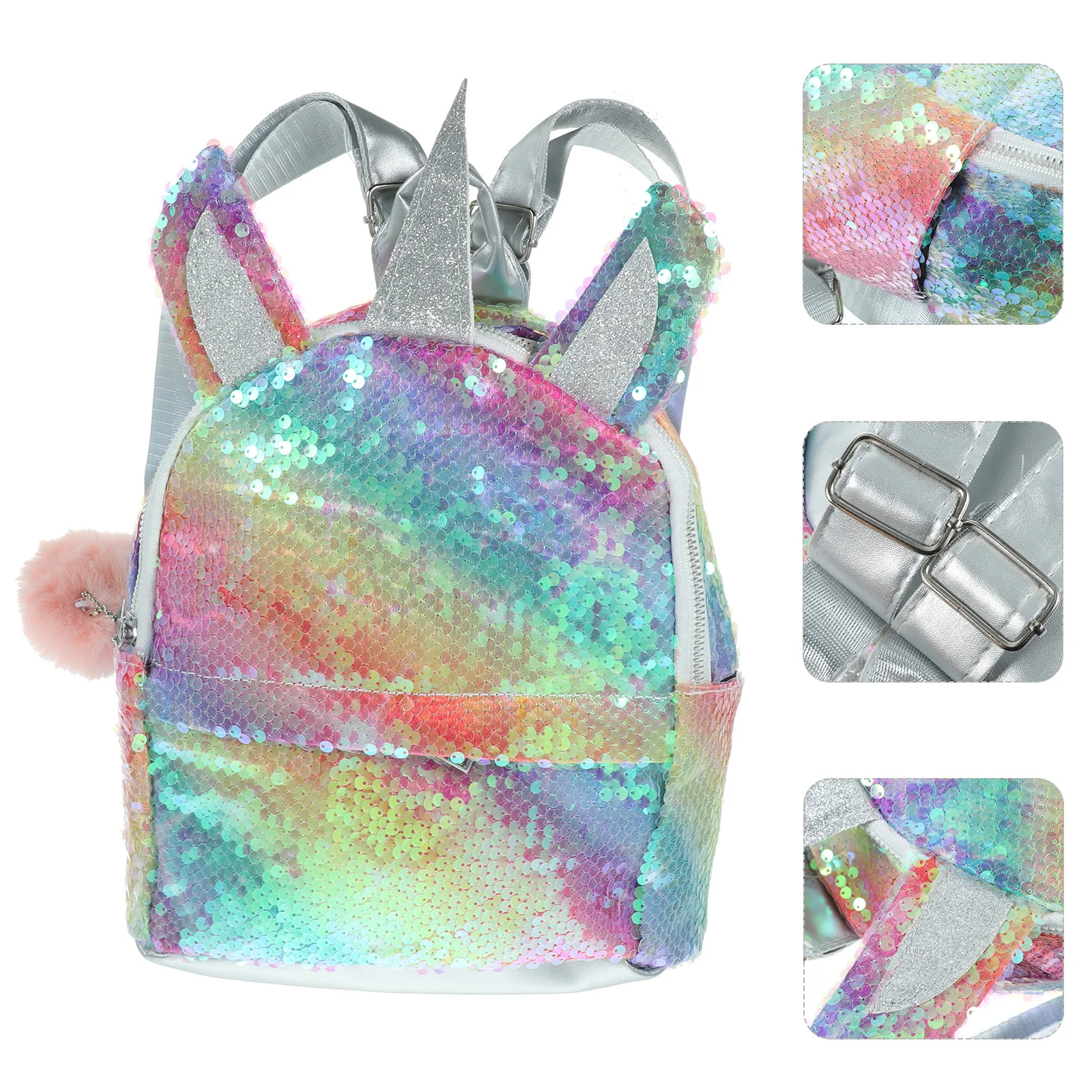 1Pcs Unicorn Sequined Backpack Rainbow Soft Texture Lightweight School Backpack for Students Portable Multi Pocket Laptop Bag