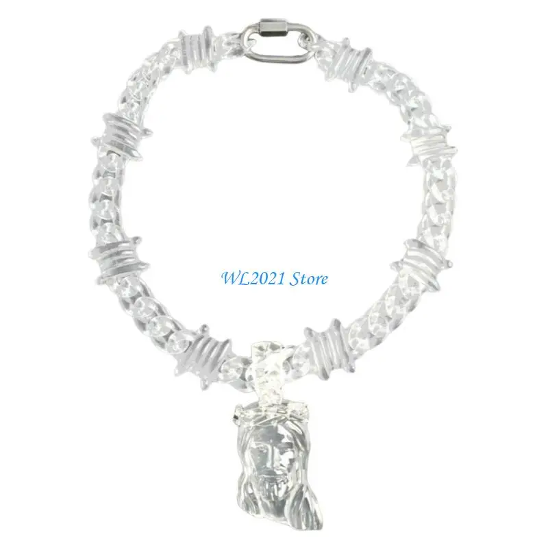 

G5GC Exaggerated Acrylic Paperclip Chain Choker Necklace Charm Punk Statement