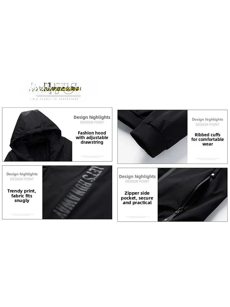 

TUCANO Мужская повседневная модная куртка с капюшоном, весна-осень, универсальная свободная посадка, ветрозащитная, из полиэфирного волокна, длинная молния-блискавка...