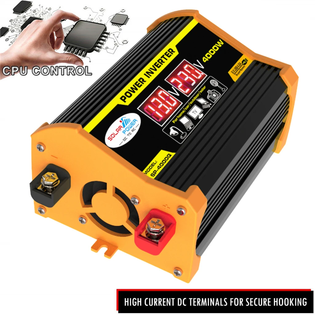 محولات طاقة السيارة العاكس المحمولة DC12Volt إلى AC110/220 فولت محول 4000 واط تعديل SineWave العاكس USB محولات السيارات