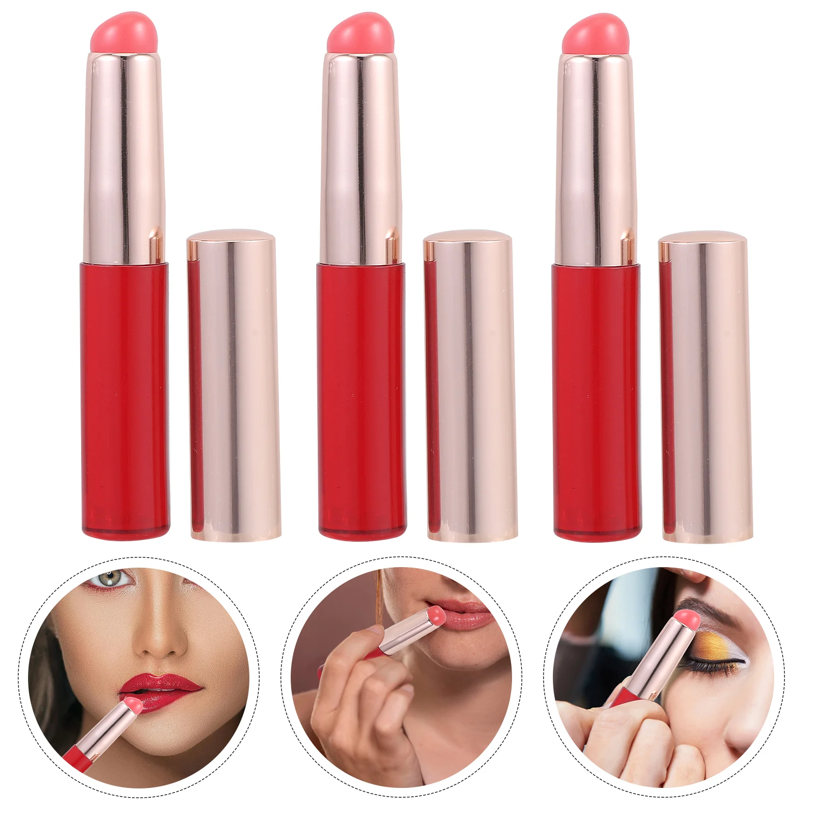 Pinceau en silicone pour rouge à lèvres pour femme, applicateur de baume correcteur, baguettes à manche rouge, outils de maquillage en plastique, Abs Miss, 3 pièces