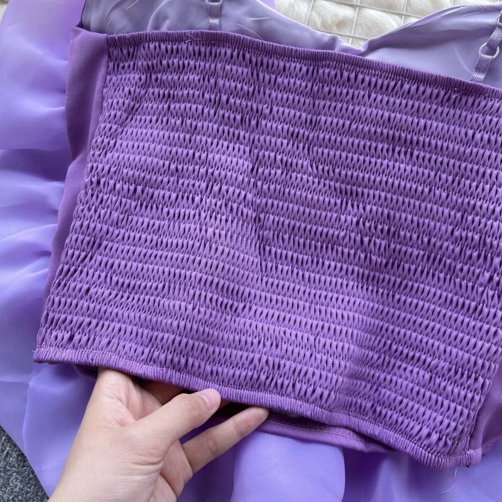 Sommer Vintage Stereo Blume Neckholder Weste 3D Blumen rückenfrei Urlaub Leibchen Weste Plissee Sling Crop Top