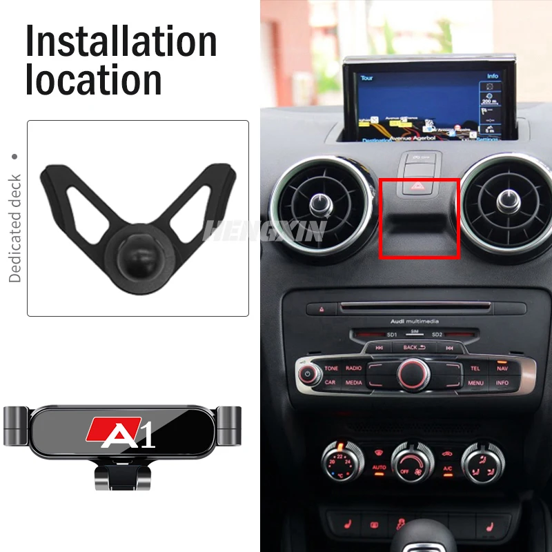 아우디 A1 Sportback 8XA 8XF 2011-2019 에어 벤트 마운트 스탠드 GPS 중력 네비게이션 브래킷 액세서리 용 자동차 휴대 전화 홀더