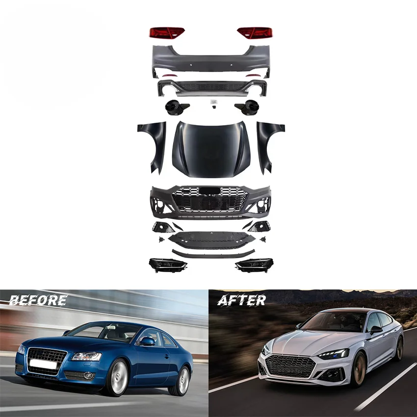 CZJF Sporty Style Car Front Bumper Lip Grille Body Kit For A5 2008  2009 2010 2011 2012 2013 2014 2015 2016 Up RS5 2021