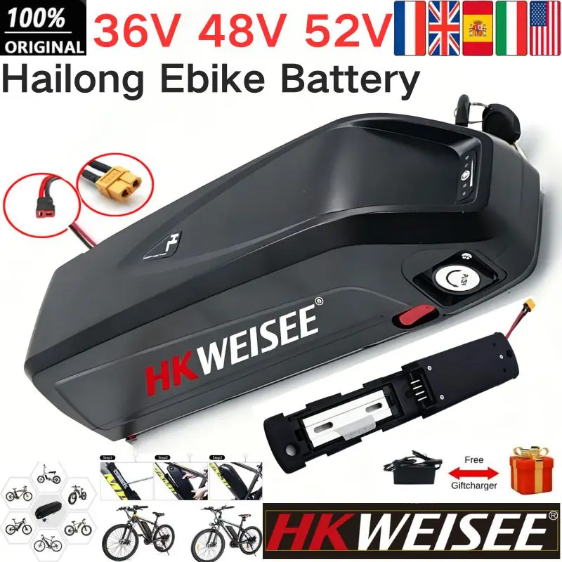 For Hailong 15Ah 20Ah 36V 48V 52V Battery for Bafang BBS02 BBS03 BBSHD Motor Hailong Battery Powerful and long-lasting power