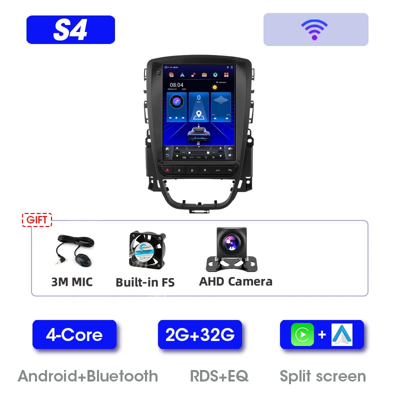 Srnubi 2 Din Android Autoradio Multimedia Video Player Voor Opel Astra J Vauxhall Buick Verano 2009-2015 4G Draadloze Carplay