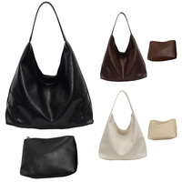 Slouchy Hobo Bag for Women Multi-pocket Handbag PU Leather Trendy Tote Bag Underarm Bag for Work Travel