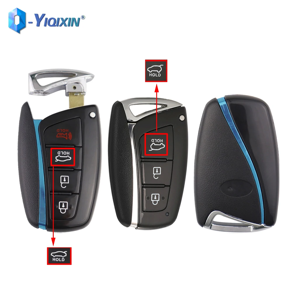 YIQIXIN 3 4 Buttons Remote Car Key Shell For Hyundai Azera 2015 2016 2017 2018 Keyless Go DD4F0B1406-HG Smart Fob Cover Replace