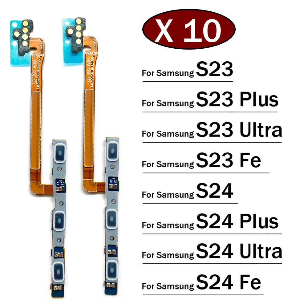 

10 шт., кнопка включения/выключения питания, кнопка громкости, гибкий кабель для Samsung S23 S24 Plus Ultra Fe