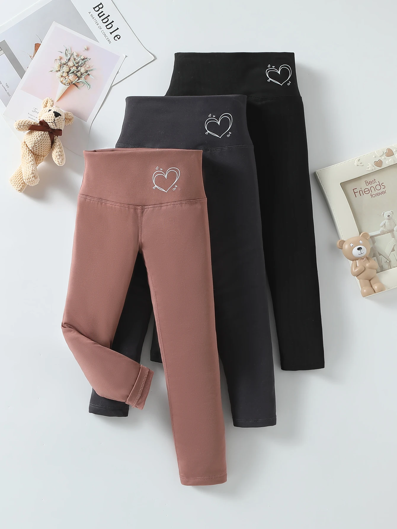

1/3/4piece Set Of Four Season Girls' Solid Color Casual Leggings Comfortable Sports Riding Shark Pants Versatile Warm Home Pants