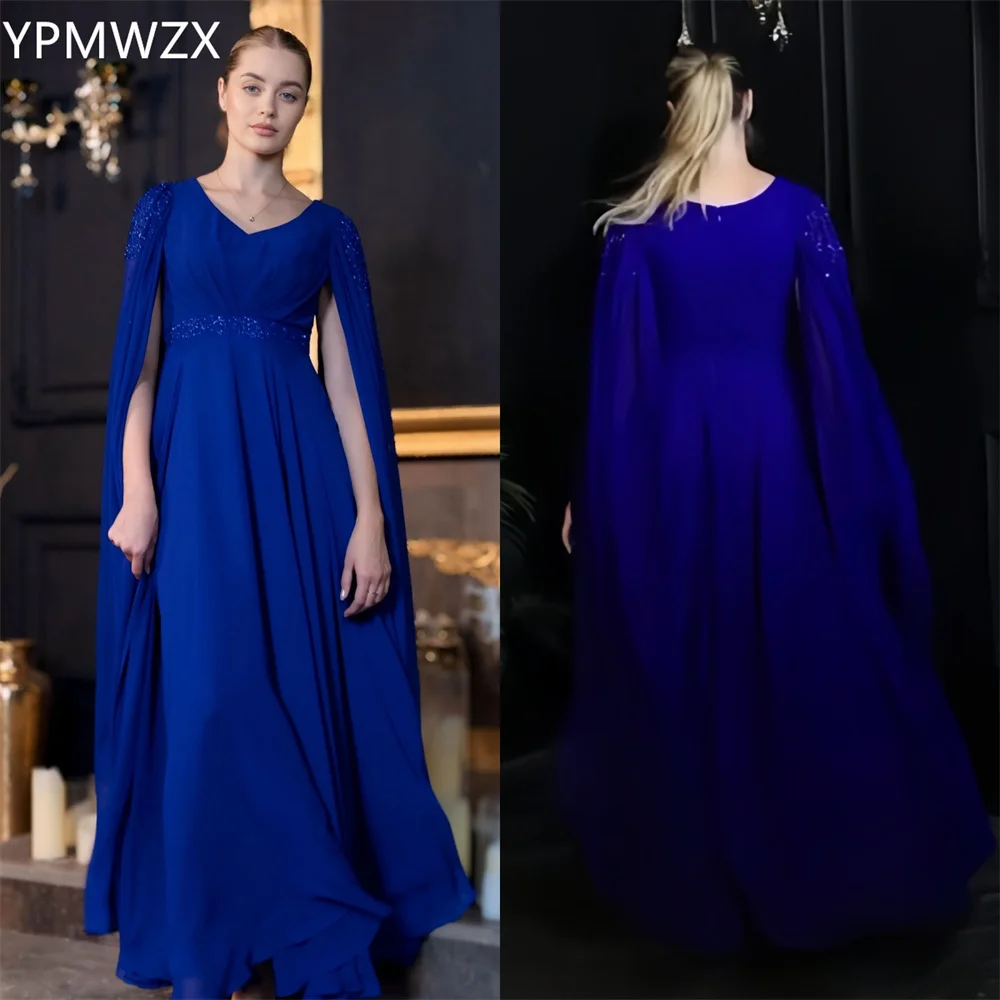 

Customized Prom Gown Formal Women Evening Dress YPMWZX V-neck A-line Floor Length Skirts Draped Bead Bespoke Occasion Dresses Pa