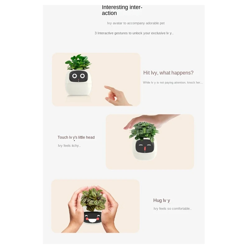 Ivy Smart Planter,USB Rechargeable Indoor Small Flower Pot For Indoor Decoration Make Raising Plant Easy And Fun