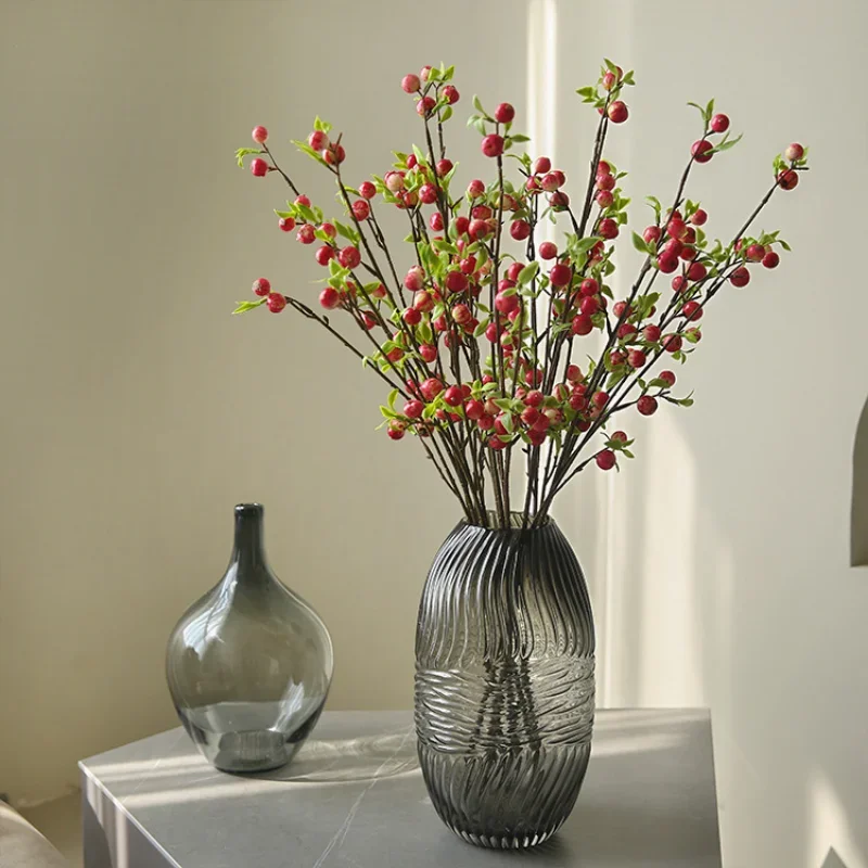 72cm Artificial Single Branch Mini Apple Wedding Flower Light Luxury Home Hotel Restaurant Decoration Flower Arrangement