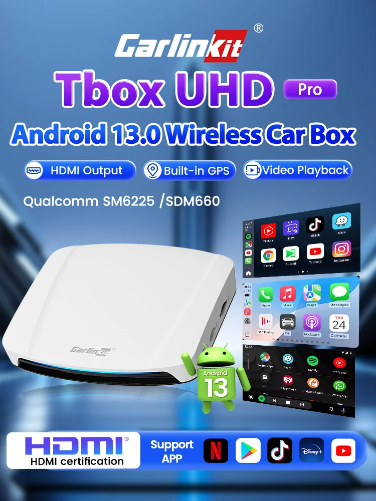 128G CarlinKit PRO 3 UHD Kabelloses CarPlay Android Auto AI Box Neuer HDMI-Videoausgang CarPlay TV-Box für OEM CarPlay Autos Netflix