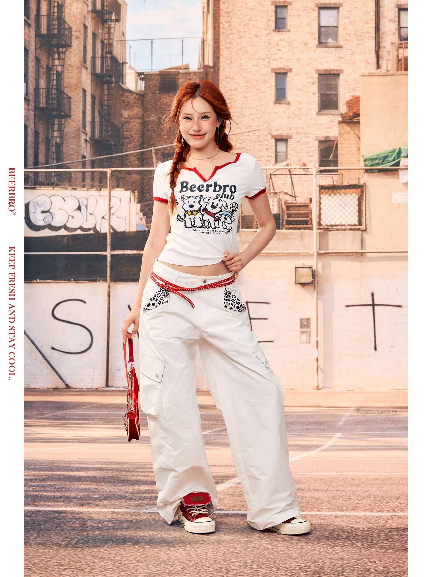 Cool Street Style BeerBro Spicy Girl Loose Wide Leg Casual Pants Leopard Print Splice Slimming Leg Lengthening Trendy Women's...