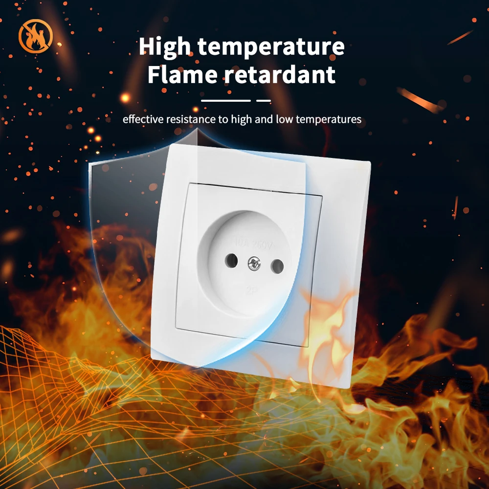 الأبيض الاتحاد الأوروبي القياسية لهب الطلاء البلاستيك غير الأرض منافذ كهربائية المقابس المقبس التيار المتناوب 250 فولت الكلاسيكية الجدار جزءا لا يتجزأ من المقبس