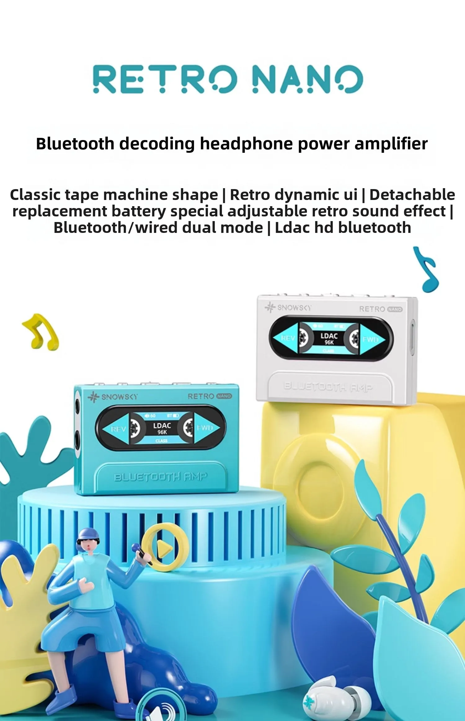 

FiiO RETRO NANO lossless LDAC Bluetooth 5.1 audio receiver HIFI portable high quality good texture support wire control Type-C