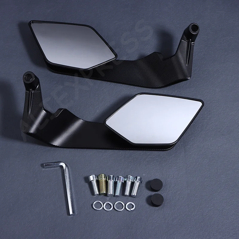 NewMotorcycle Mirrors Stealth Winglets Mirror Large Mirror Surface Wings Mirror 10mm/8mm Motorcycle Rearview Mirror