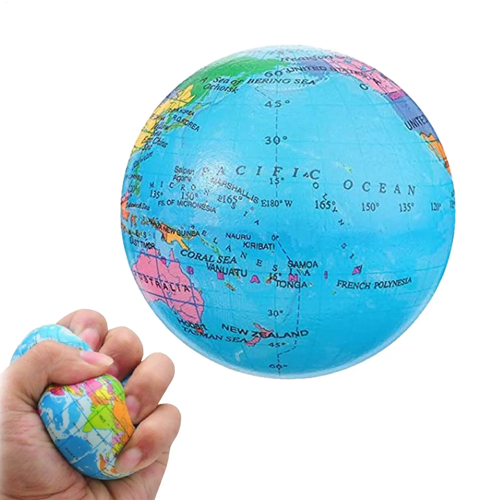 Mini Earth Stress Balls Toy Finger Exercise Globe Squeezable Balls Educational Foam Sport Ball Decompressions Gift