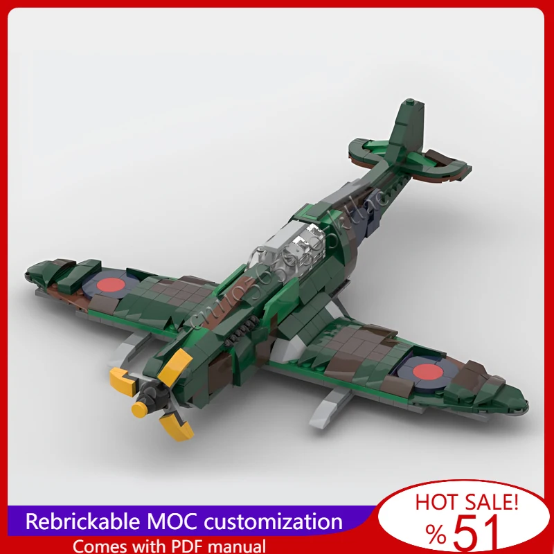 

481 детали MOC камуфляж Spitfire Fighter Jet модель собранная DIY образовательная креативная для детей игрушки популярные рождественские подарки