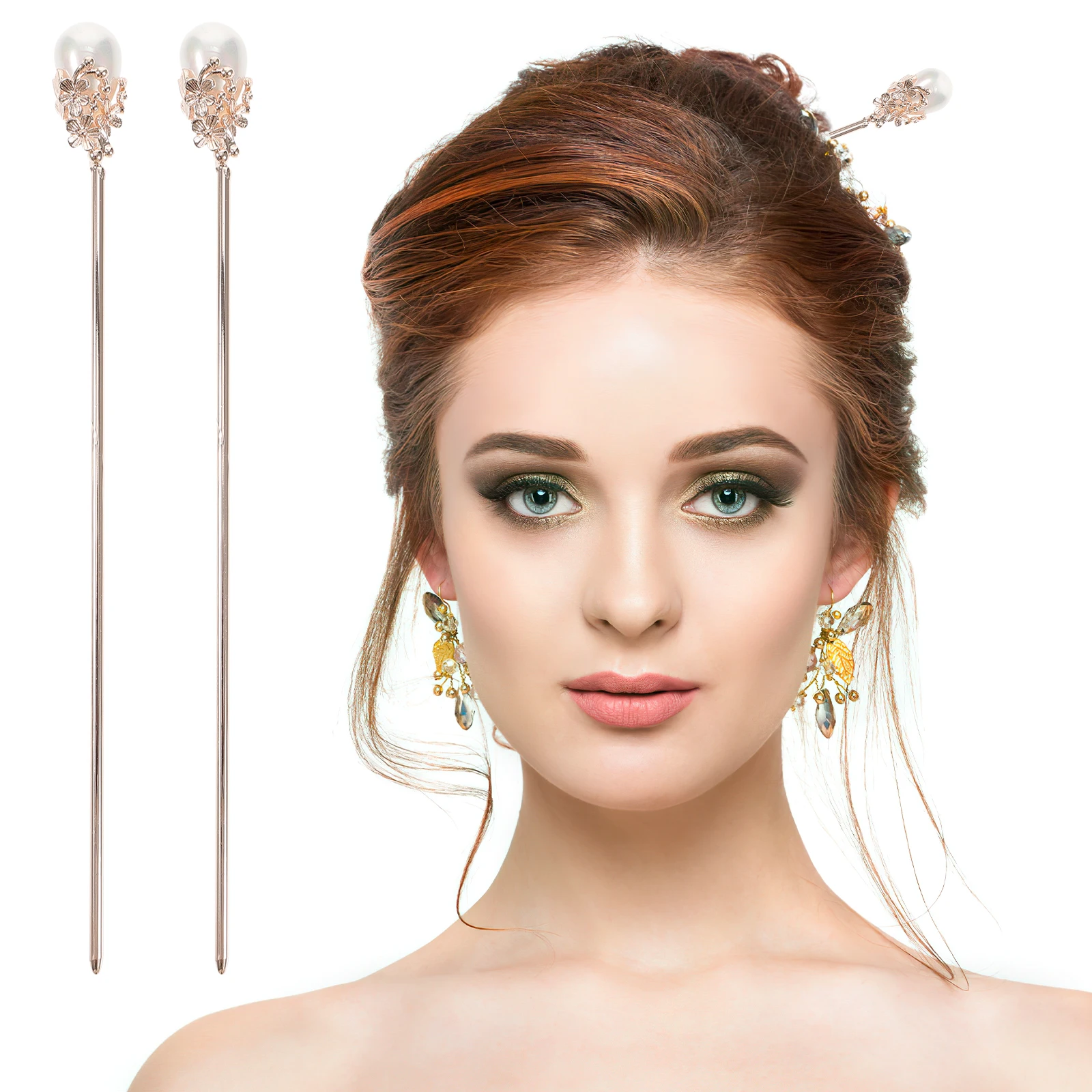 

2pcs Hairpin Retro Stick Elegant Bun Accessories for Wedding Party Daily Use Hair Hair Stick Chopstick Tool Styling