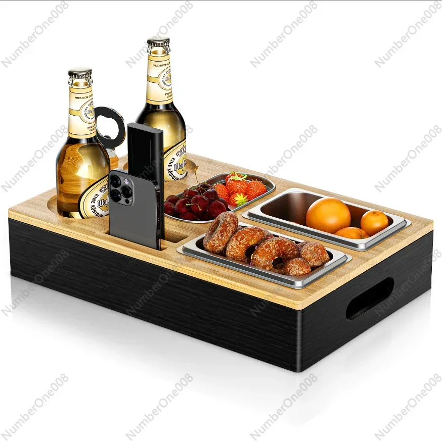 Beer Sofa Snack Box Remote Control Mobile Phone Storage Heaven and Earth Cover Magnetic Suction Wooden Snack Tray Storage Box