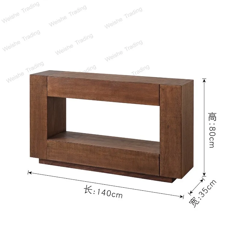 Wabi Sandy Wind Living Room Solid Wood Side Cabinet Homestay Coffee Shop Teak Bar Case Medieval Wall Drawer Cabinet