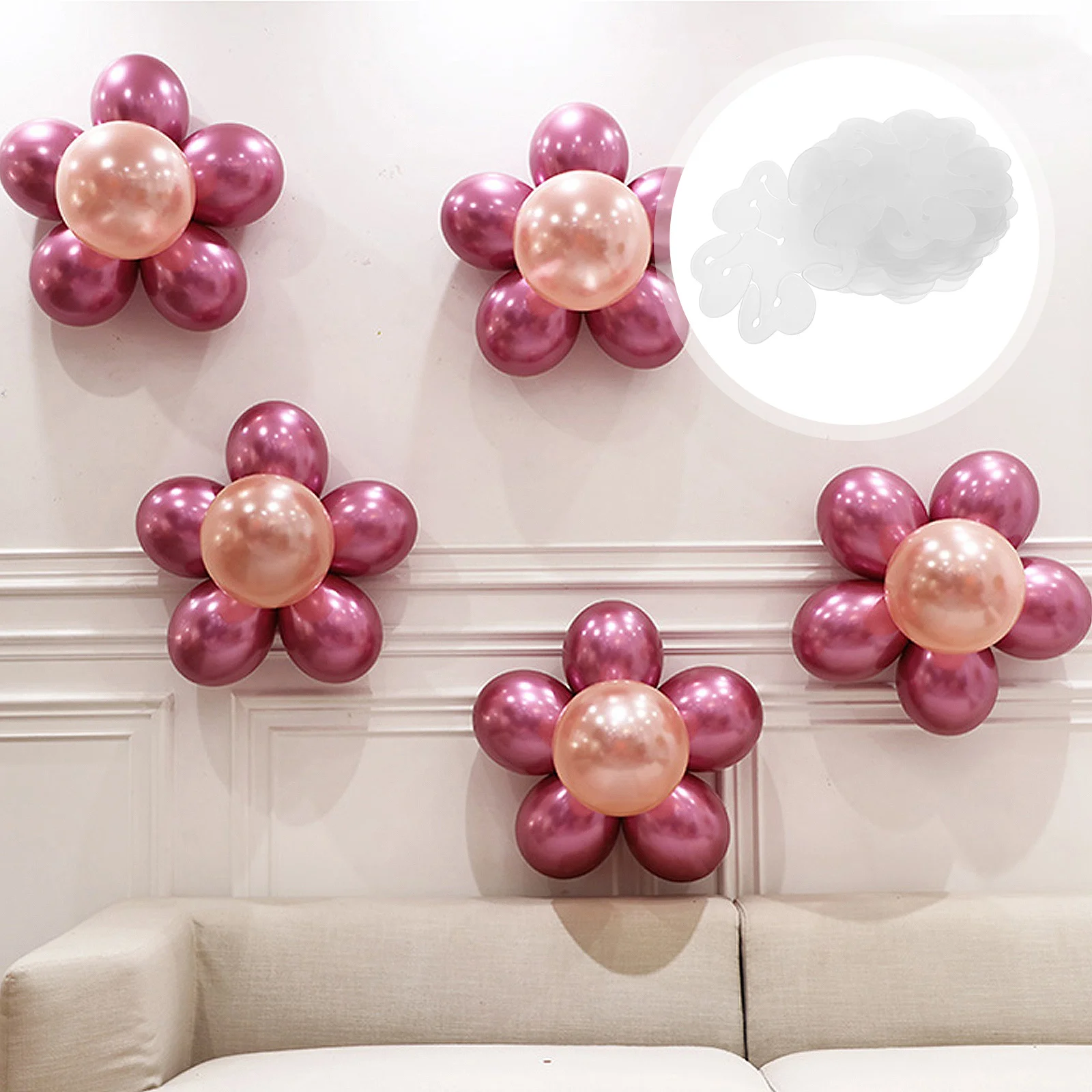 

50Pcs Flower Shape Balloon Clips Easy Assembly for Wedding Birthday Party Decorations Balloon Clip Ceiling Balloons Clip