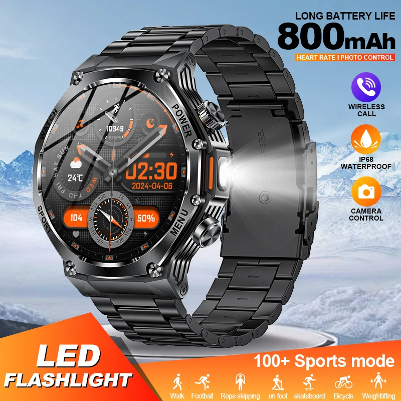 

LIGE 800mah Large Battery Smart Watch Men 1.80'' HD Screen Bluetooth Call LED Flashlight Military Outdoor Sports Smartwatch 2025