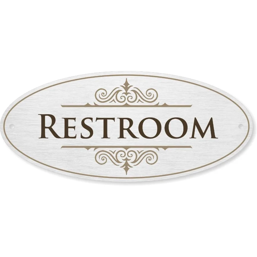 علامة مرحاض مصممة للباب 3M دعم لاصق ثقوب مسبقة الحفر 3.5x8 ih ديكور عتيق للجنسين علامة الحمام لمسة نهائية غير لامعة