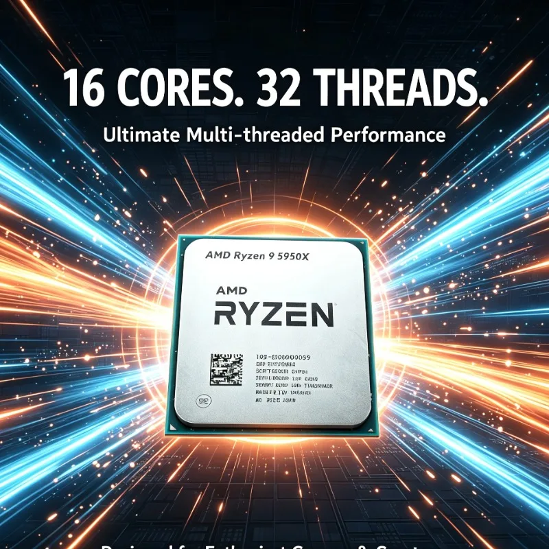 AMD R9 5950X Ryzen 9 16-Core 3.4GHz AM4 Socket Upgrade Desktop Processor 105W No Cooler