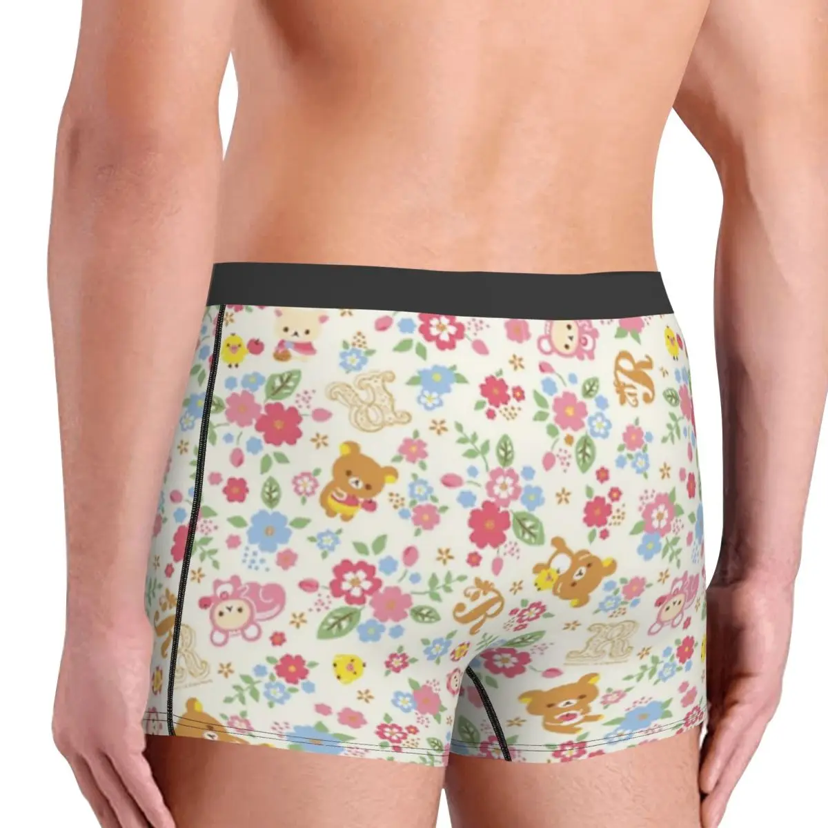 Boxer Underpants Shorts Cute Rilakkuma Flower Pattern Panties Men's Comfortable Underwear for Homme Man Boyfriend Gifts