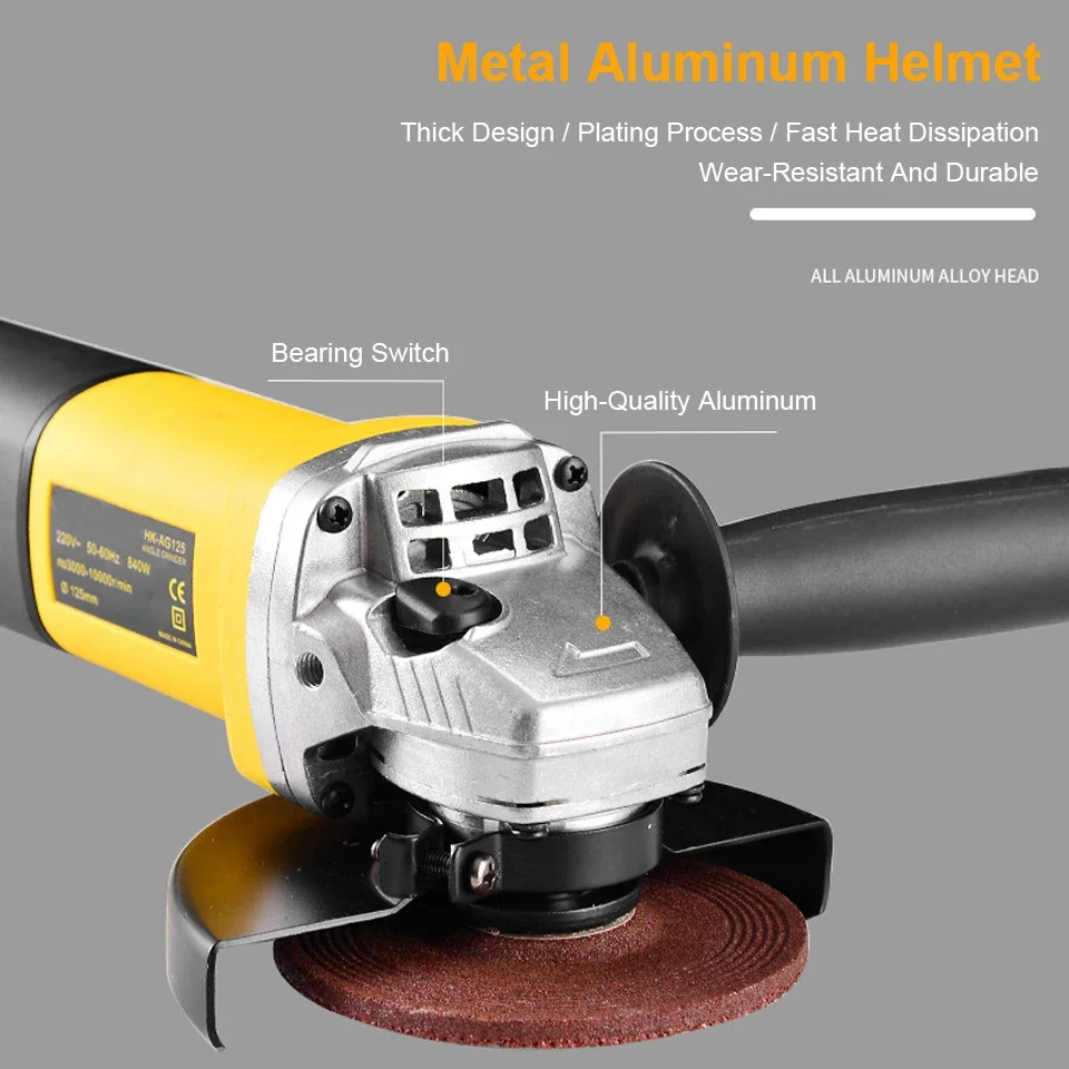 220V 1050W 125 mm Electric Angle Grinder Machine Variable Speed Angular Power Tool Grinding Cutting Grinding Metal Wood