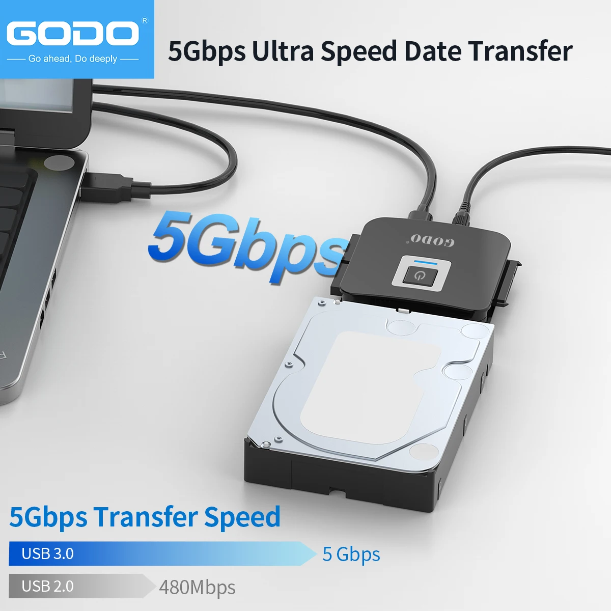 GODO SATA/IDE에서 USB 3.0 어댑터, IDE 하드 드라이브 어댑터 키트, SATA 케이블 컨버터, 2.5/3.5 인치 IDE 및 SATA HDD/SSD용