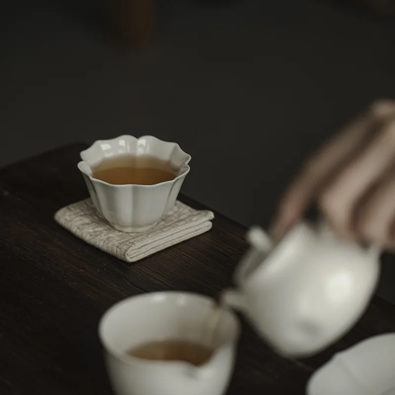 الرماد النباتي زهرة الطين القديم نمط ماستر كوب الكونغ فو طقم شاي الشكل التقليدي تذوق كوب السيراميك المنزلية واحدة