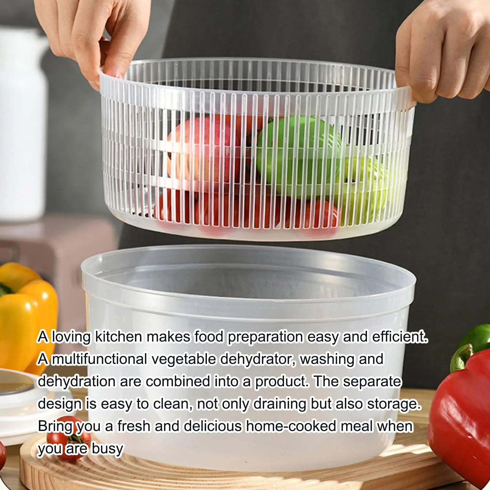 

Fruit Washer Spinner Bowl Fruit Washing Bowl With Strainer Double-Layer Washing Draining Container For Kitchen Home Cooks