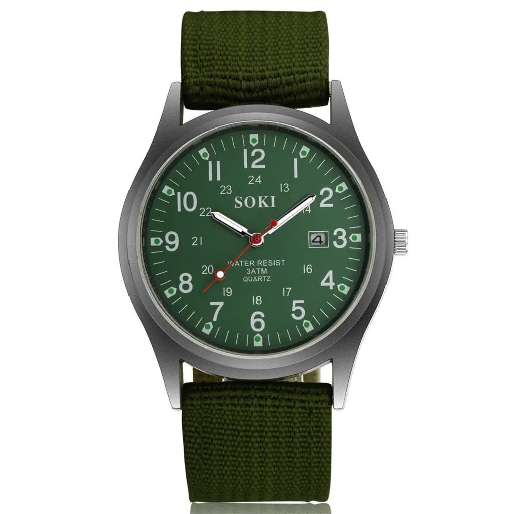 Reloj deportivo militar para hombre, cronógrafo de pulsera con correa de nailon, calendario, sencillo, a la moda, nuevo, 2019