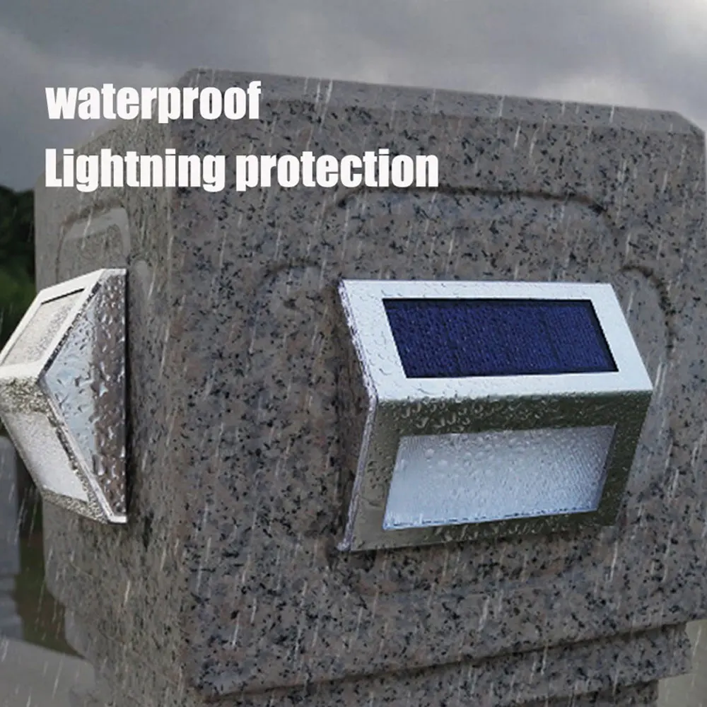 

Led Solar Stainless Steel Wall Lamps Wireless 3000k 6000k Charge Auto Light Sensor Step Waterproof 3leds Walkway Patio Landscape