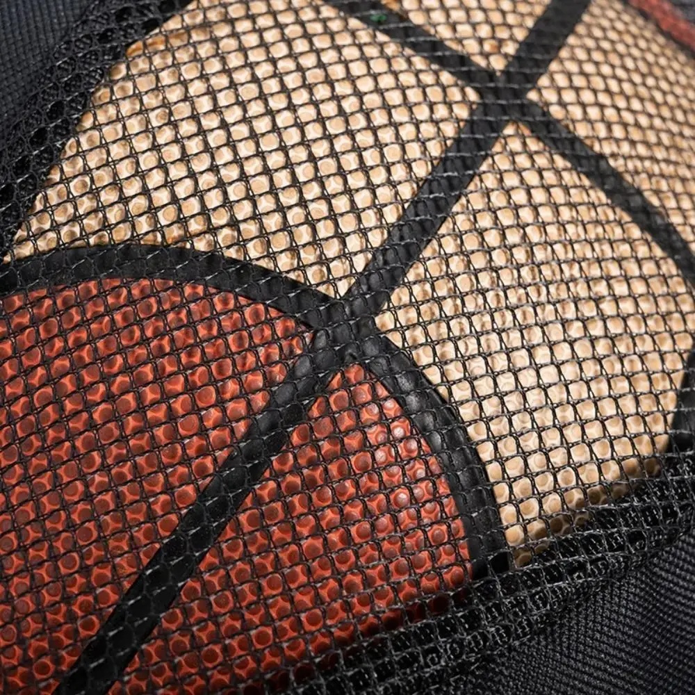 Tas Jaring Basket Multifungsi Tas Bola Tunggal Dapat Disesuaikan dan Bernapas dengan Saku Ritsleting Tas Bola Olahraga Portabel