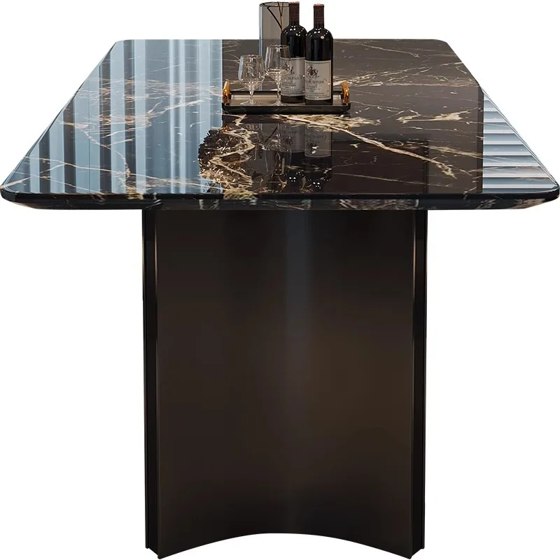Light luxury marble dining table, modern minimalist rectangular dining table and chair combination, small apartment, high-end