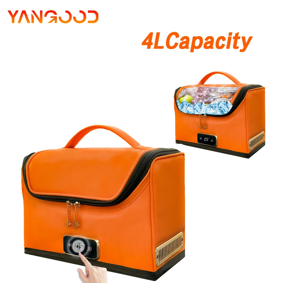 12V&240V Orange Car Refrigerator 4L Mini Portable Cooler Heater Refrigerator Heat Smart Temperature Display For Car Camping RV