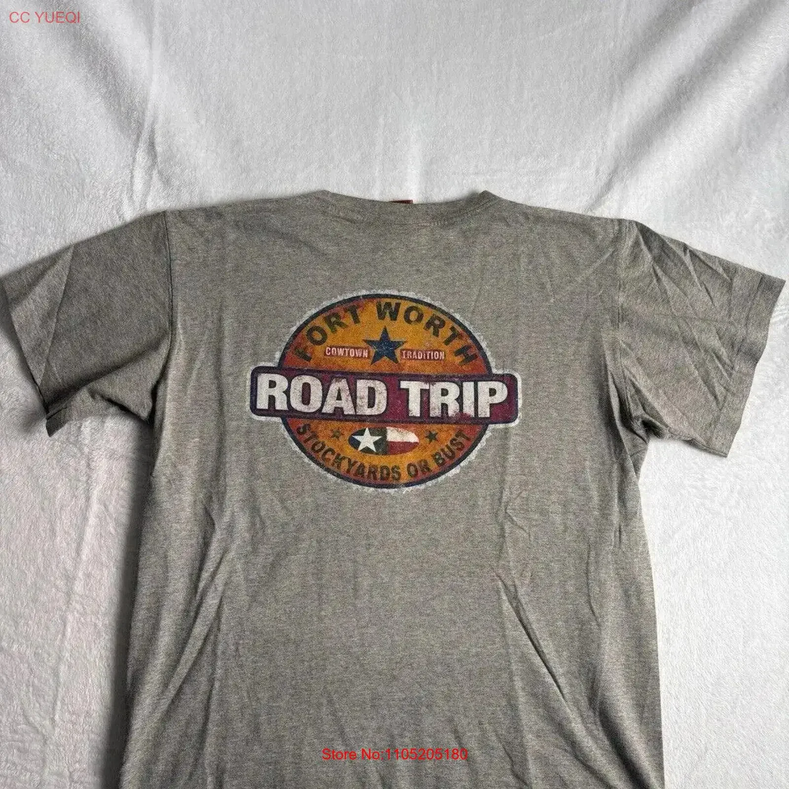 VTG Forth Worth Road Trip Grey  T Shirt Men's Medium vintage Washed Casual Comfortable streetwear Breathable Unisex Soft
