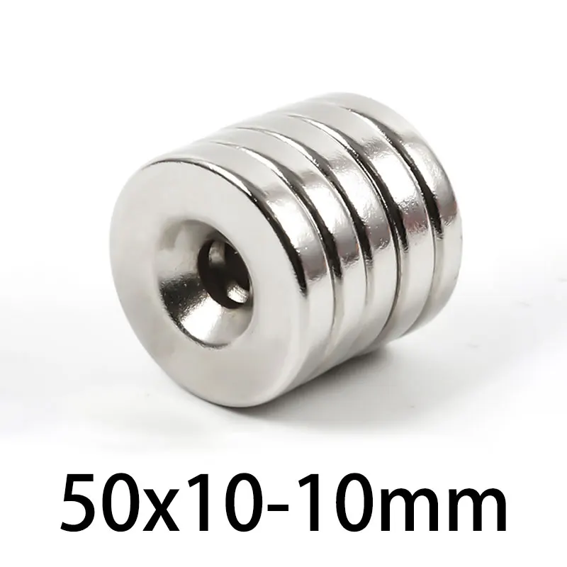 1/2/3PCS 50x10-10mm Neodymium Magnet Rare Earth NdFeB N35 Round Super Powerful Strong Permanent Magnetic Disc 50*10 Hole 10mm