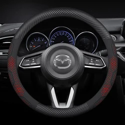 For Mazda 3 5 6 SKYACTIV Axela Atenza CX30 CX5 CX8 CX9 MX5 RX7 BT50 Carbon fiber Suede Car Steering Wheel Cover Auto Accessories